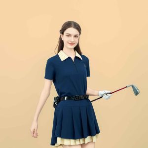 Yellow-Striped Collar Polo Dress